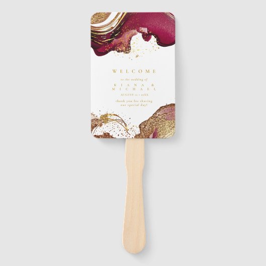 Abstraktes Sparkling Wedding Program Wine Red ID10 Fächer (Vorderseite)