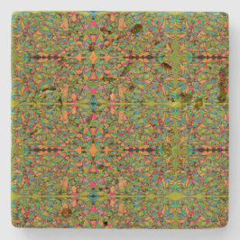 abstraktes Spiegelmuster der grünen Retro Steinuntersetzer