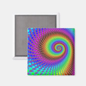 Abstraktes Spiral-Fraktal - neonfarbig Magnet (Vorderseite/Rückseite)