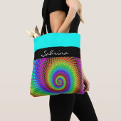 Abstraktes Spiral-Fraktal - neonfarbig Tasche (Von Nahem)