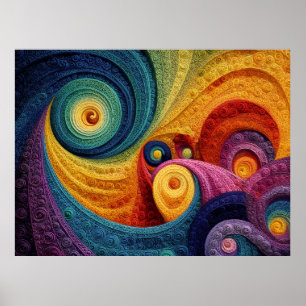 Abstraktes Spiral-Muster Farbige 3D-Wirbel-Textur Poster