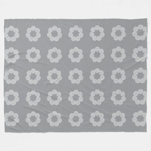 Abstraktes Spiralkreismuster auf Grau Fleecedecke (Vorderseite (Horizontal))