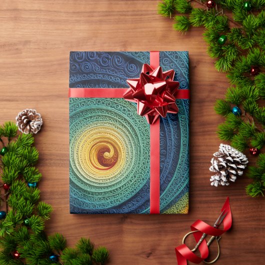 Abstraktes Spiralmuster Farbige 3D-Wirbeltextur Geschenkpapier (Feiertagsgeschenk)