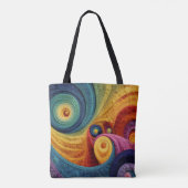 Abstraktes Spiralmuster Farbige 3D-Wirbeltextur Tasche (Rückseite)