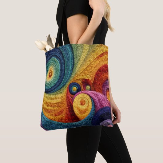 Abstraktes Spiralmuster Farbige 3D-Wirbeltextur Tasche (Von Nahem)