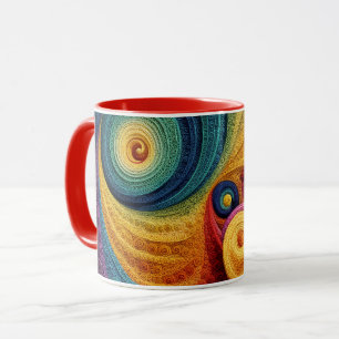 Abstraktes Spiralmuster Farbige 3D-Wirbeltextur Tasse