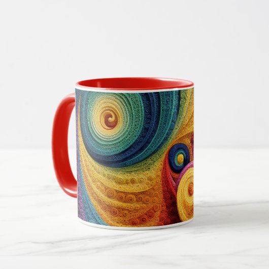 Abstraktes Spiralmuster Farbige 3D-Wirbeltextur Tasse (Vorderseite Links)