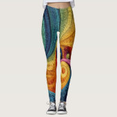 Abstraktes Spiralpattern Farbige 3D-Wirbeltextur Leggings (Vorderseite)