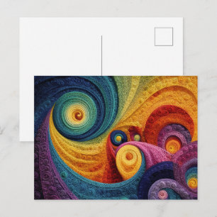 Abstraktes Spiralpattern Farbige 3D-Wirbeltextur Postkarte