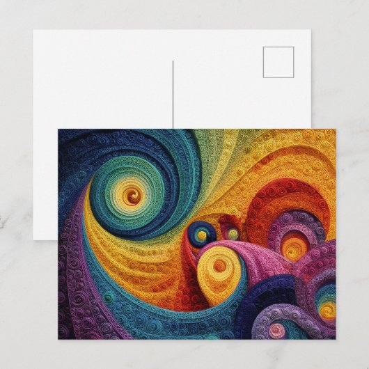 Abstraktes Spiralpattern Farbige 3D-Wirbeltextur Postkarte (Vorne/Hinten)