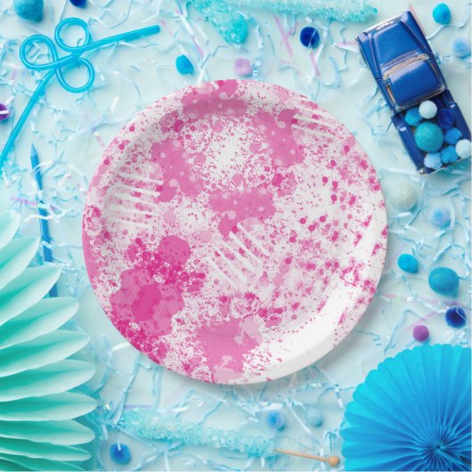 Abstraktes Spray von rosa Farbe Pappteller (Party)
