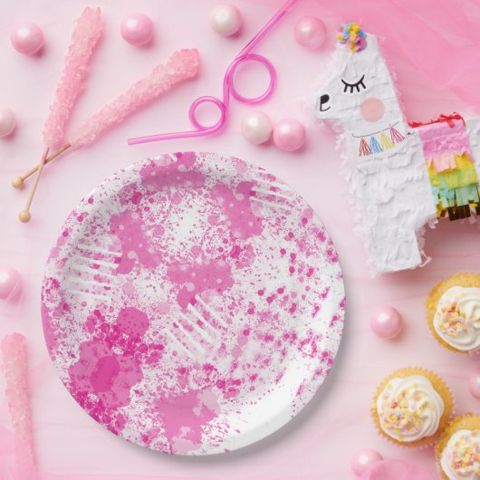 Abstraktes Spray von rosa Farbe Pappteller (Party)