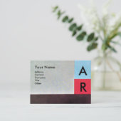 ABSTRAKTES SQUARES MONOGRAM, rot-grau-braun Visitenkarte (Stehend Vorderseite)