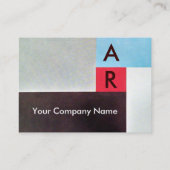 ABSTRAKTES SQUARES MONOGRAM, rot-grau-braun Visitenkarte (Rückseite)