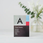 ABSTRAKTES SQUARES MONOGRAM, rot-grau-braun Visitenkarte (Stehend Vorderseite)