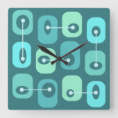 Abstraktes Squishy Cubes Türkis Quadratische Wanduhr (Vorderseite)