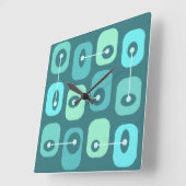 Abstraktes Squishy Cubes Türkis Quadratische Wanduhr (Winkel)