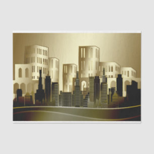 Abstraktes Stadtbild Golden Architecture Seidenpapier