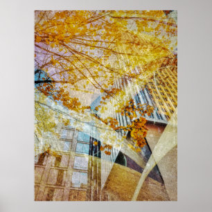 Abstraktes Stadtbild im Herbst Poster