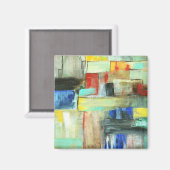 Abstraktes Stadtbild Malerei Magnet (Vorderseite/Rückseite)