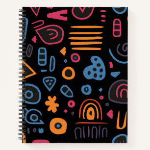 Abstraktes Stammes-Doodle-Neon-Geometrisch-Schwarz Notizblock