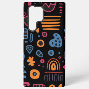 Abstraktes Stammes-Doodle-Neon-Geometrisch-Schwarz Samsung Galaxy Hülle