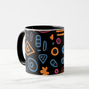 Abstraktes Stammes-Doodle-Neon-Geometrisch-Schwarz Tasse