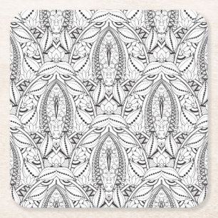 Abstraktes Stammes- Gekritzel Rechteckiger Pappuntersetzer