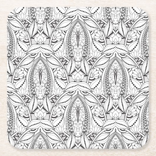 Abstraktes Stammes- Gekritzel Rechteckiger Pappuntersetzer (Vorderseite)