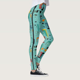 Abstraktes Stammes-Maya-Altgesichter-Muster 1 Leggings