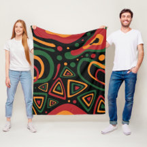 Abstraktes Stammesformenmuster in Rot, Gold, Grün