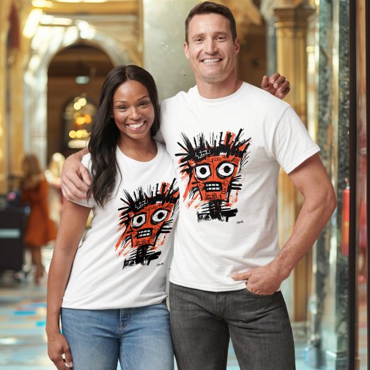 Abstraktes Stammesgefühl - mutig orange und schwar T-Shirt