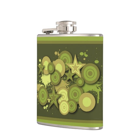 Abstraktes Star & Circles-Muster Flachmann (Links)