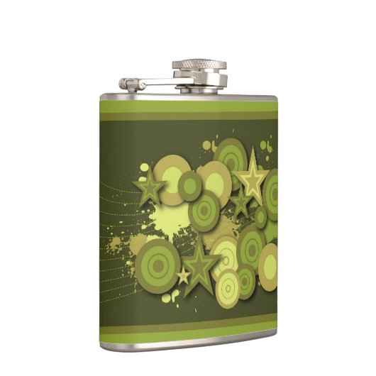 Abstraktes Star & Circles-Muster Flachmann (Rechts)