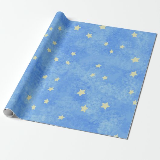 Abstraktes Starry Blue Sky Wrapping Paper Geschenkpapier (Ungerollt)