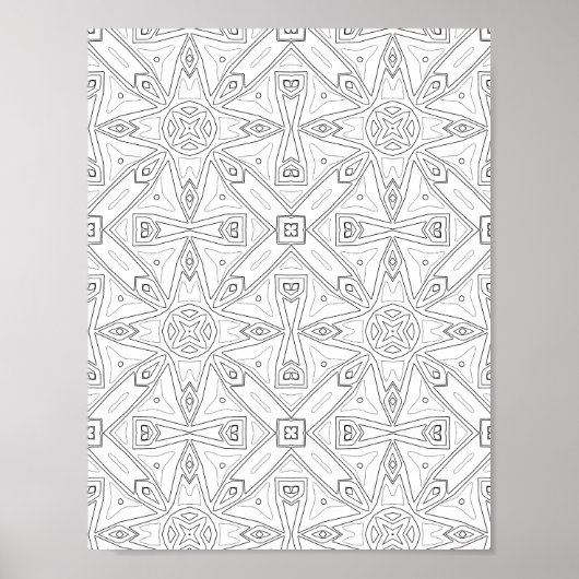 Abstraktes Sternfliesenmuster Malvorlage Design Poster (Vorne)