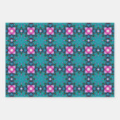 abstraktes Sternmuster aquamarin und rosa Geschenkpapier Set (Vorderseite 2)