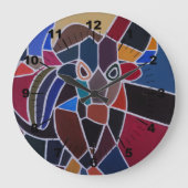 Abstraktes Stiergemälde von Alfred Fox Große Wanduhr (Vorderseite)