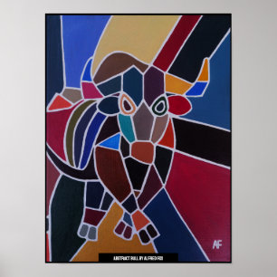 Abstraktes Stiergemälde von Alfred Fox Poster