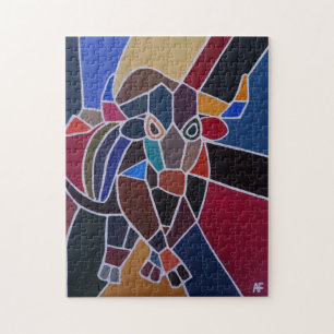 Abstraktes Stiergemälde von Alfred Fox Puzzle