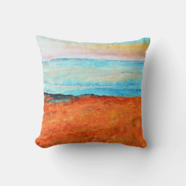 Abstraktes Strandbild Orange Blue Art Kissen