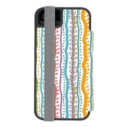 Abstraktes Streifen-Vertikale-Muster Incipio iPhone Geldbeutel-Hülle (Folio Rückseite)