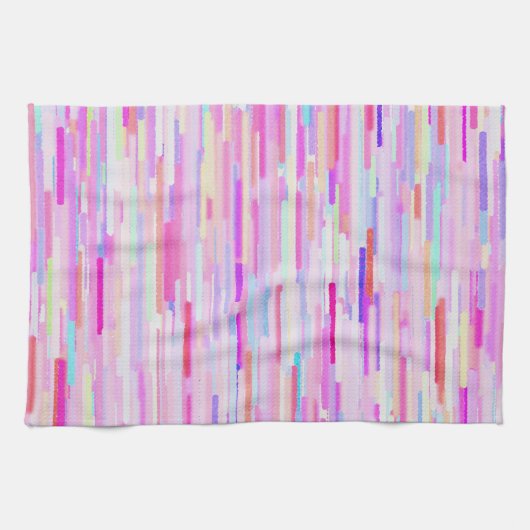 Abstraktes Streifenmuster des rosa aquamarinen Geschirrtuch (Horizontal)