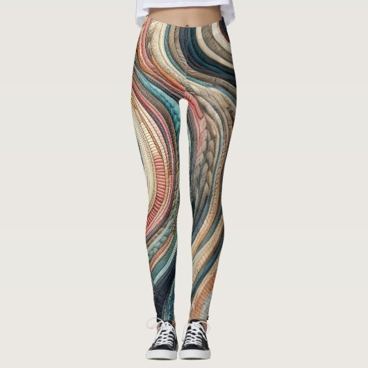 Abstraktes Stripdesign Leggings (Vorderseite)