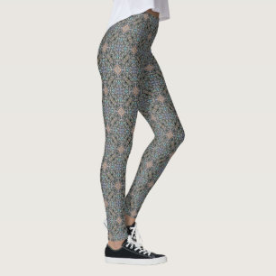 Abstraktes Sukkulenten-Garten-Rosetten-Gittermuste Leggings