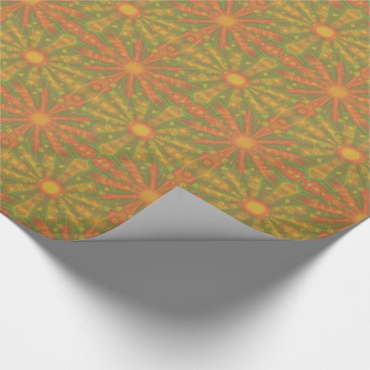 abstraktes "Sunshine"-Muster in orange und gelb Geschenkpapier (Ecke)