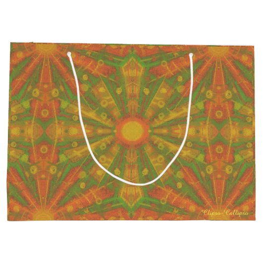 abstraktes "Sunshine"-Muster in orange und gelb Große Geschenktüte (Rückseite)