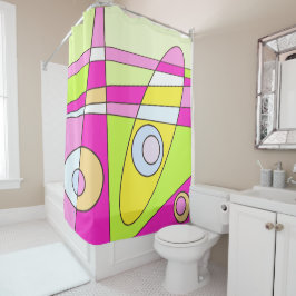 Abstraktes Surfen Bright Pink Green Bubblegum Duschvorhang