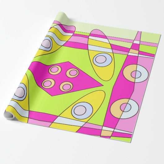 Abstraktes Surfen Bright Pink Green Bubblegum Geschenkpapier (Ungerollt)