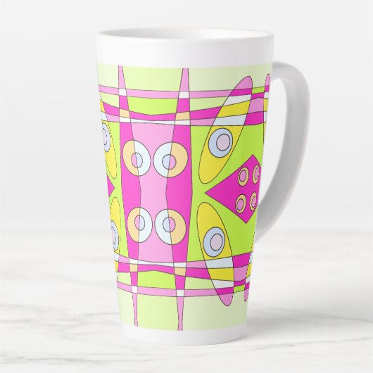 Abstraktes Surfen Bright Pink Green Bubblegum Milchtasse (Rechte Ecke)